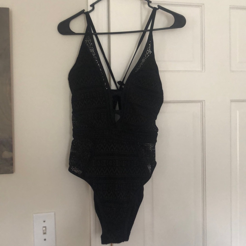 Black bathing-suit with sheer sides